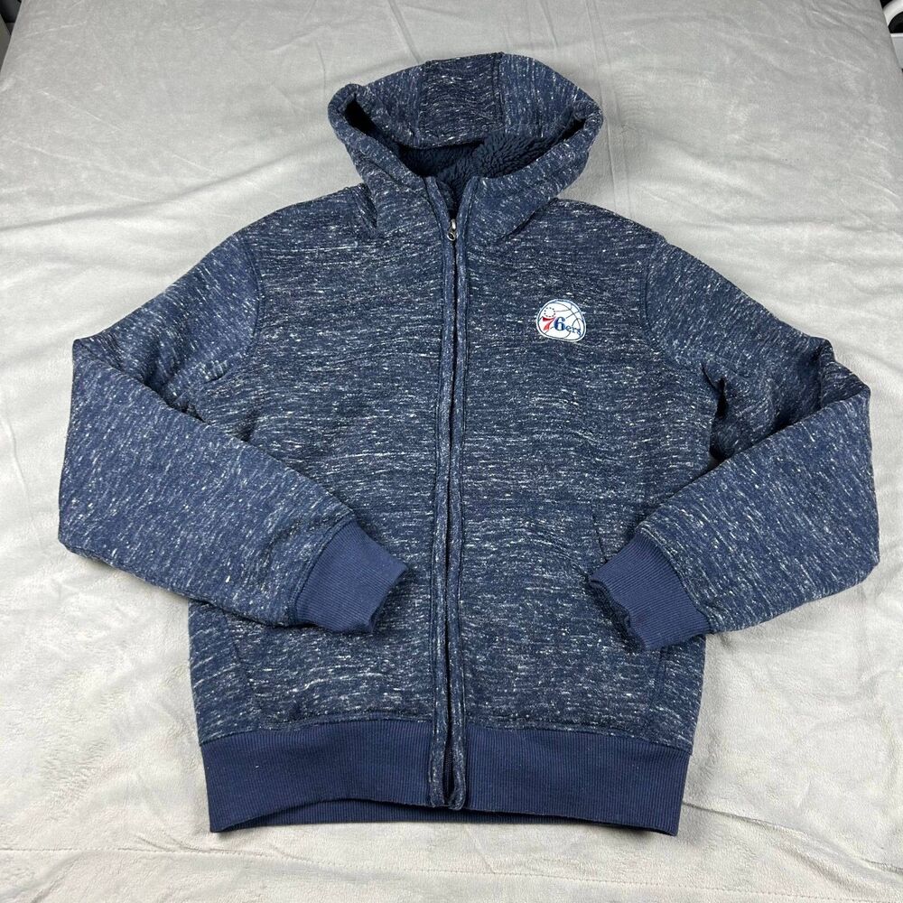 G-III Sports NBA Hooded Jacket Teens Size M 12-14 76ers Front Pockets Full Zip